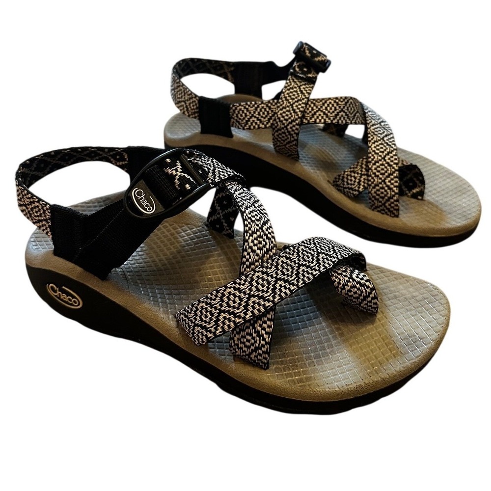 Chaco Z2 Black White‎ Patterned Classic Sandals Womens 6